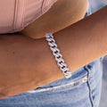 GLD Women Diamond Cuban Bracelet in White Gold - 8.5mm