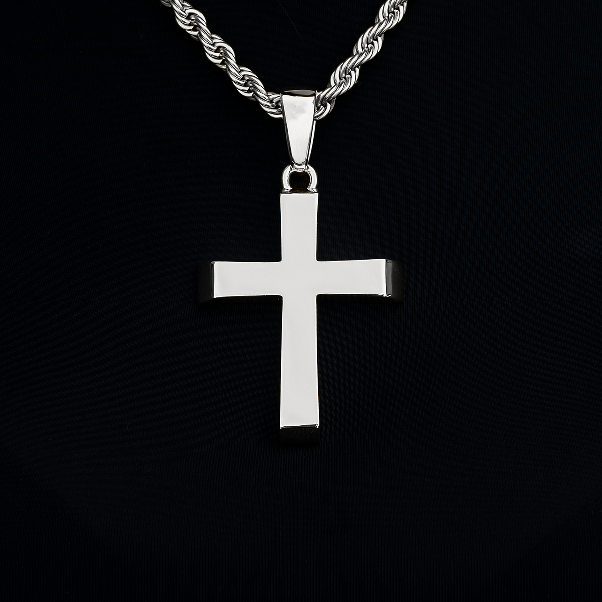 GLD PROMO - WOMEN Large Simple Cross Pendant in White Gold
