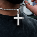 GLD PROMO Large Simple Cross Pendant in White Gold