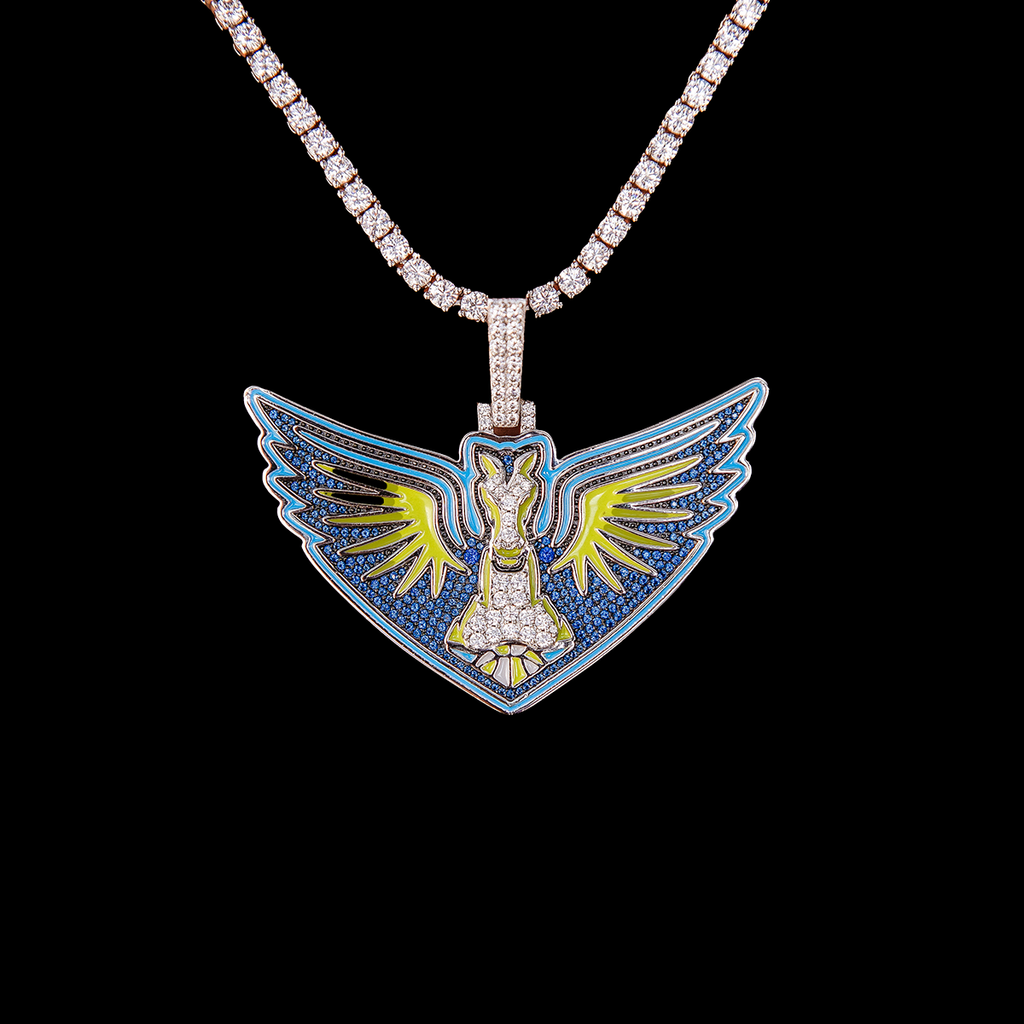 GLD Men Dallas Wings Official WNBA Logo Pendant in White Gold