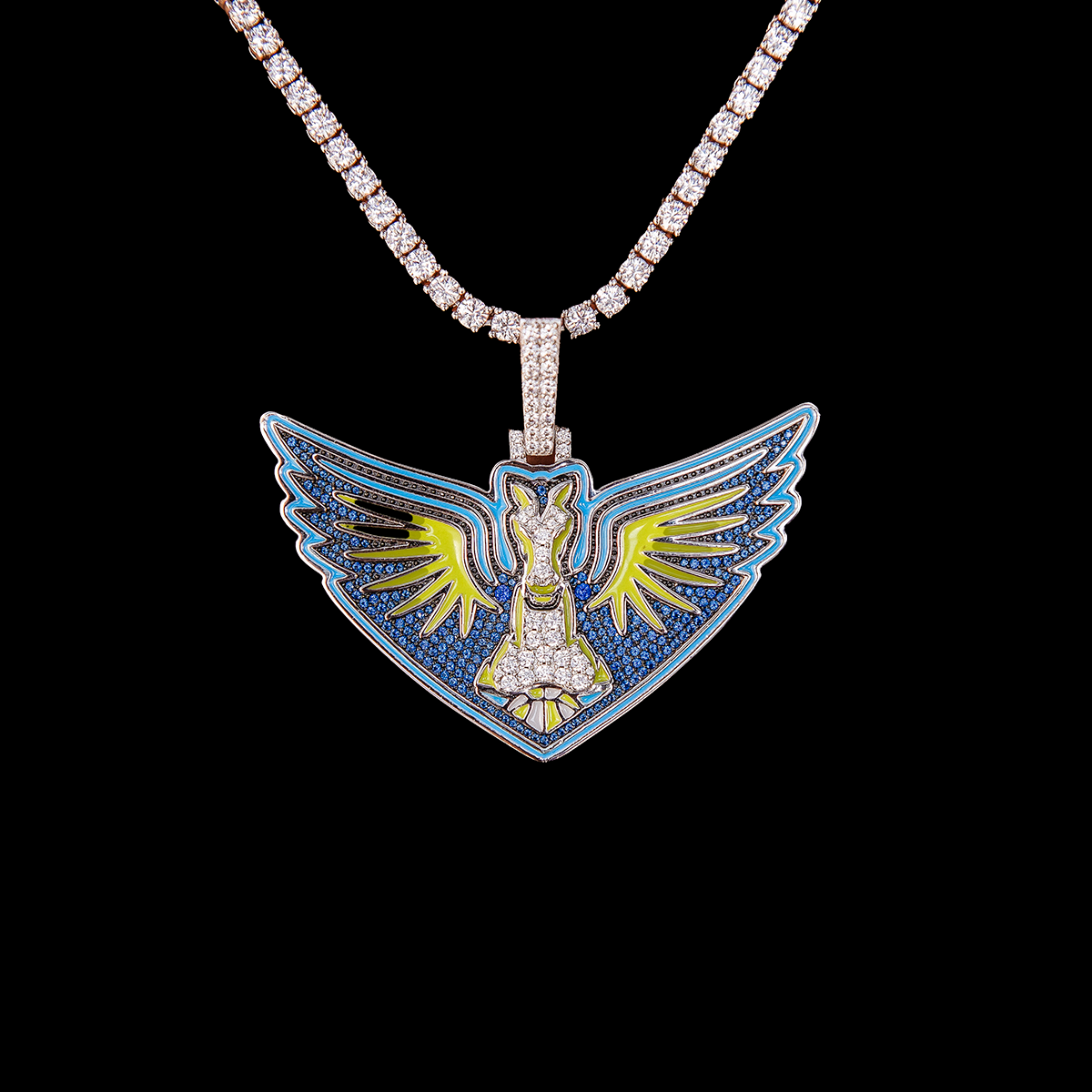 GLD Men Dallas Wings Official WNBA Logo Pendant in White Gold