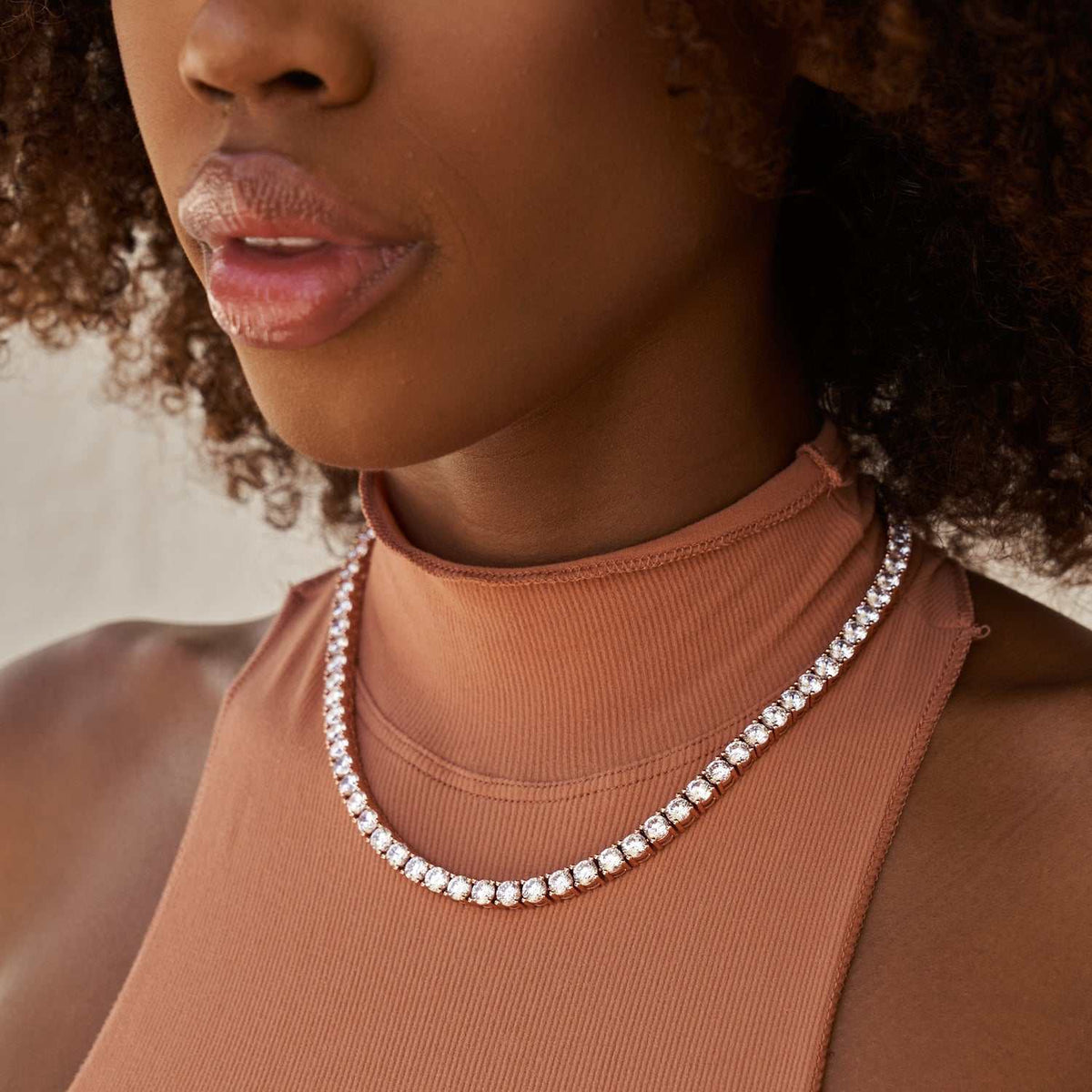 GLD Women GLD Diamond Tennis Necklace in Rose Gold- 5mm
