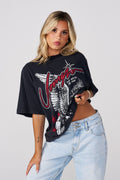 W412 Vintage Oversized Tee - Vintage-style oversized tee in super soft, washed fabric. Cozy, nostalgic, and each color features a unique graphic for standout personality in Black.