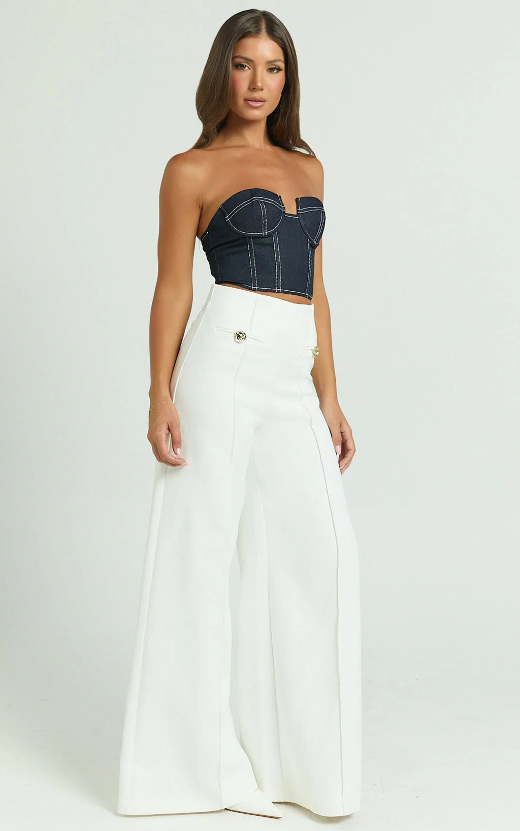 Clara Pants - High Waisted Wide Leg Pants in White