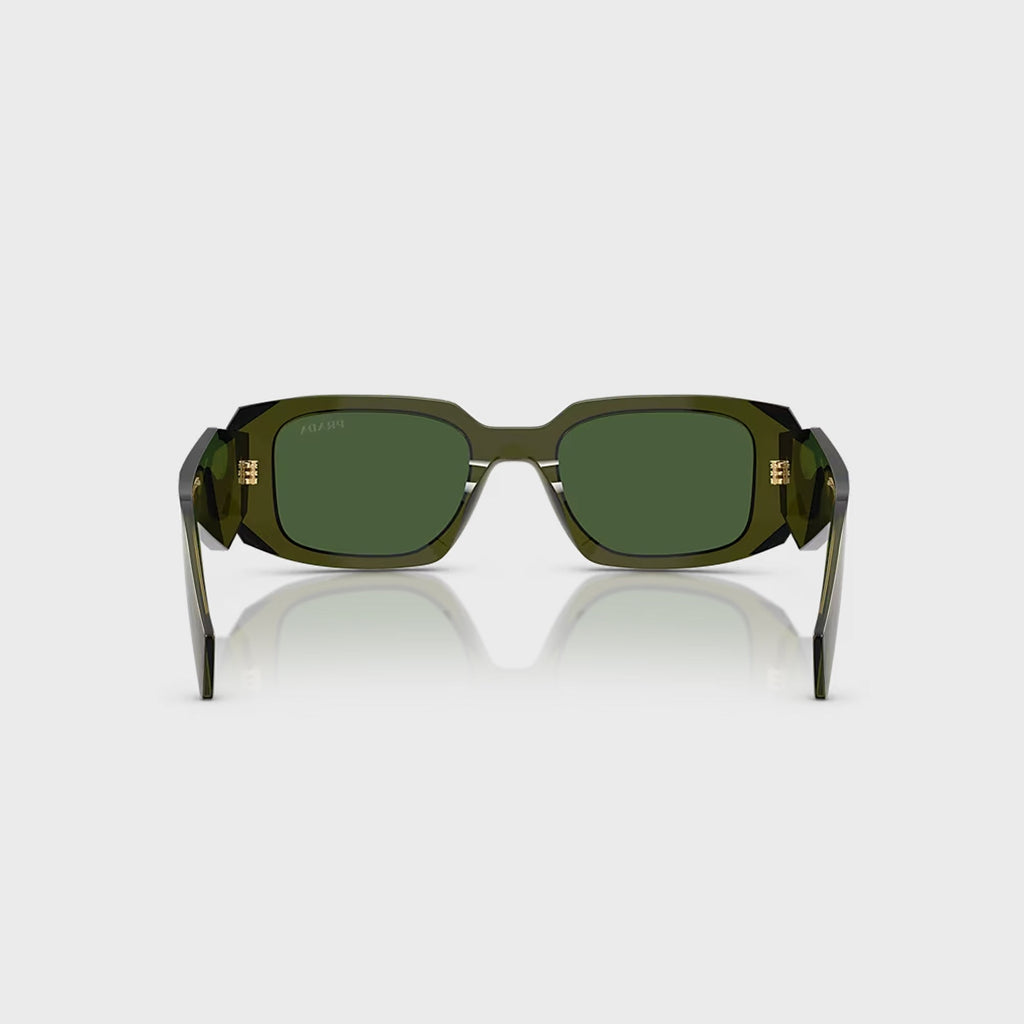 Prada Symbole PR 17WS Rectangular Sunglasses - Transparent Bottle / Dark Green