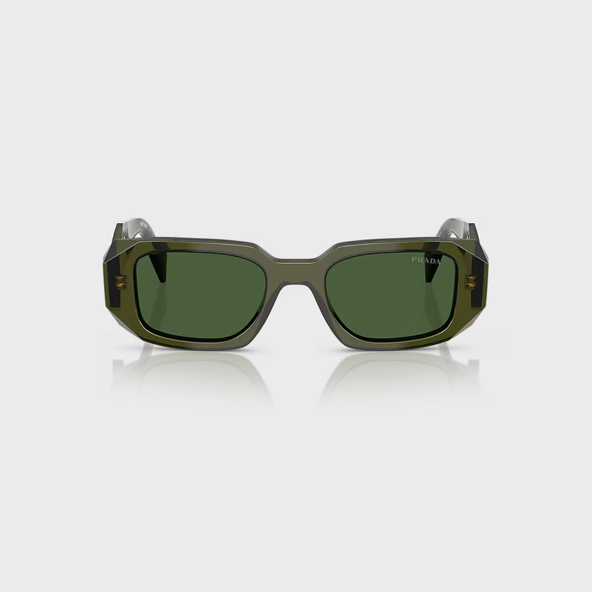 Prada Symbole PR 17WS Rectangular Sunglasses - Transparent Bottle / Dark Green