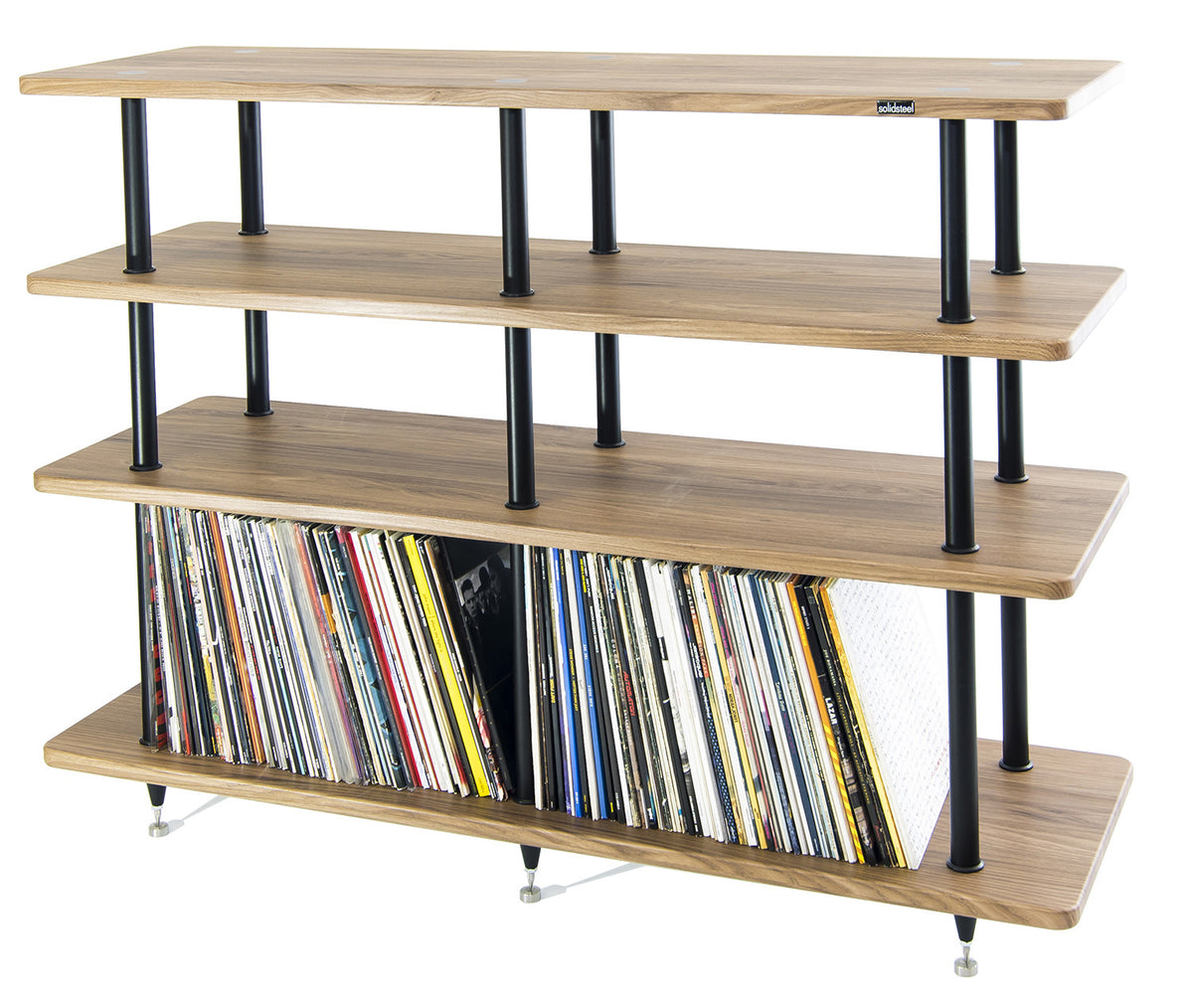 Solidsteel VL-4 Walnut Wood Vinyl Record Storage & Hi-Fi Rack - VL-4 - image 2
