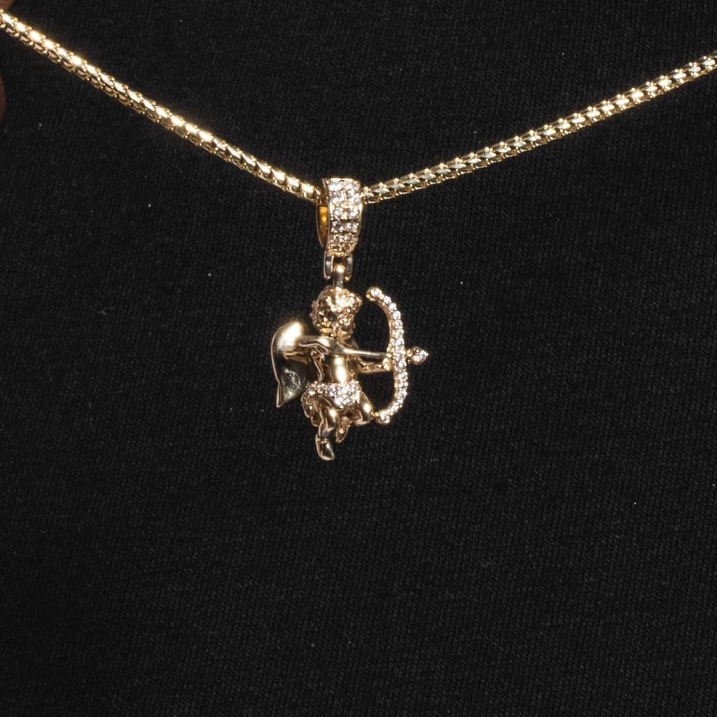 GLD Men Solid Gold Iced Cupid Pendant-VS Diamonds