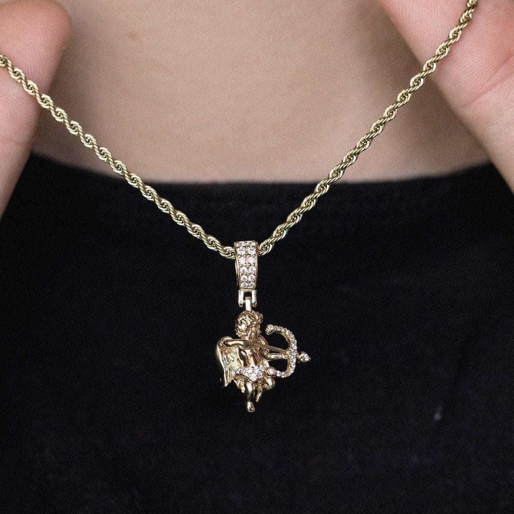 GLD Men Solid Gold Iced Cupid Pendant-VS Diamonds
