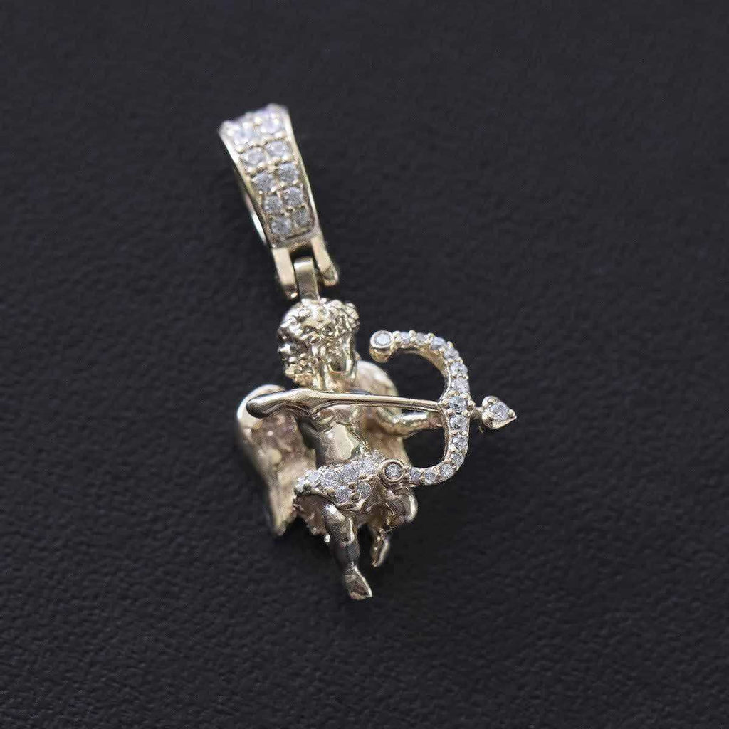 GLD Men Solid Gold Iced Cupid Pendant-VS Diamonds