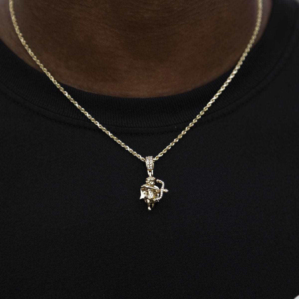 GLD Men Solid Gold Iced Cupid Pendant-VS Diamonds