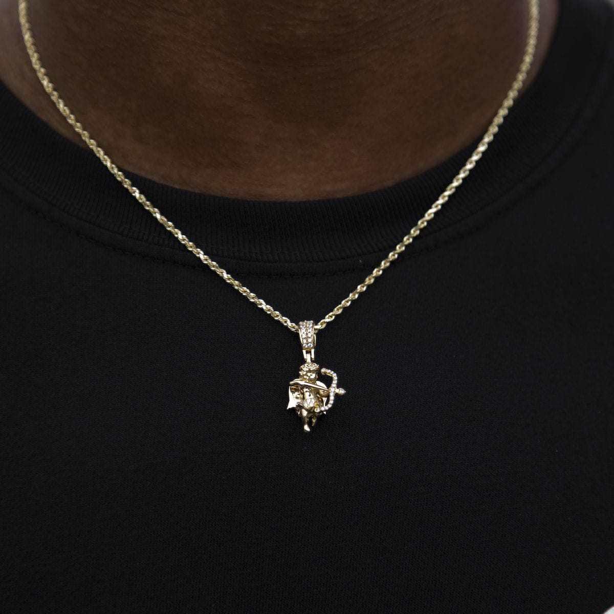 GLD Men Solid Gold Iced Cupid Pendant-VS Diamonds