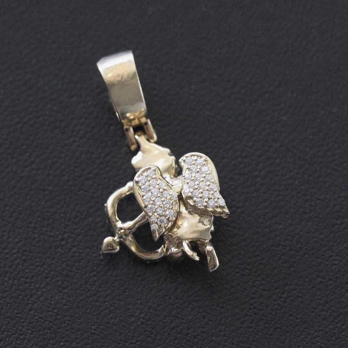 GLD Men Solid Gold Iced Cupid Pendant-VS Diamonds