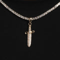 GLD Men Solid Gold Iced Knife Pendant-VS Diamonds