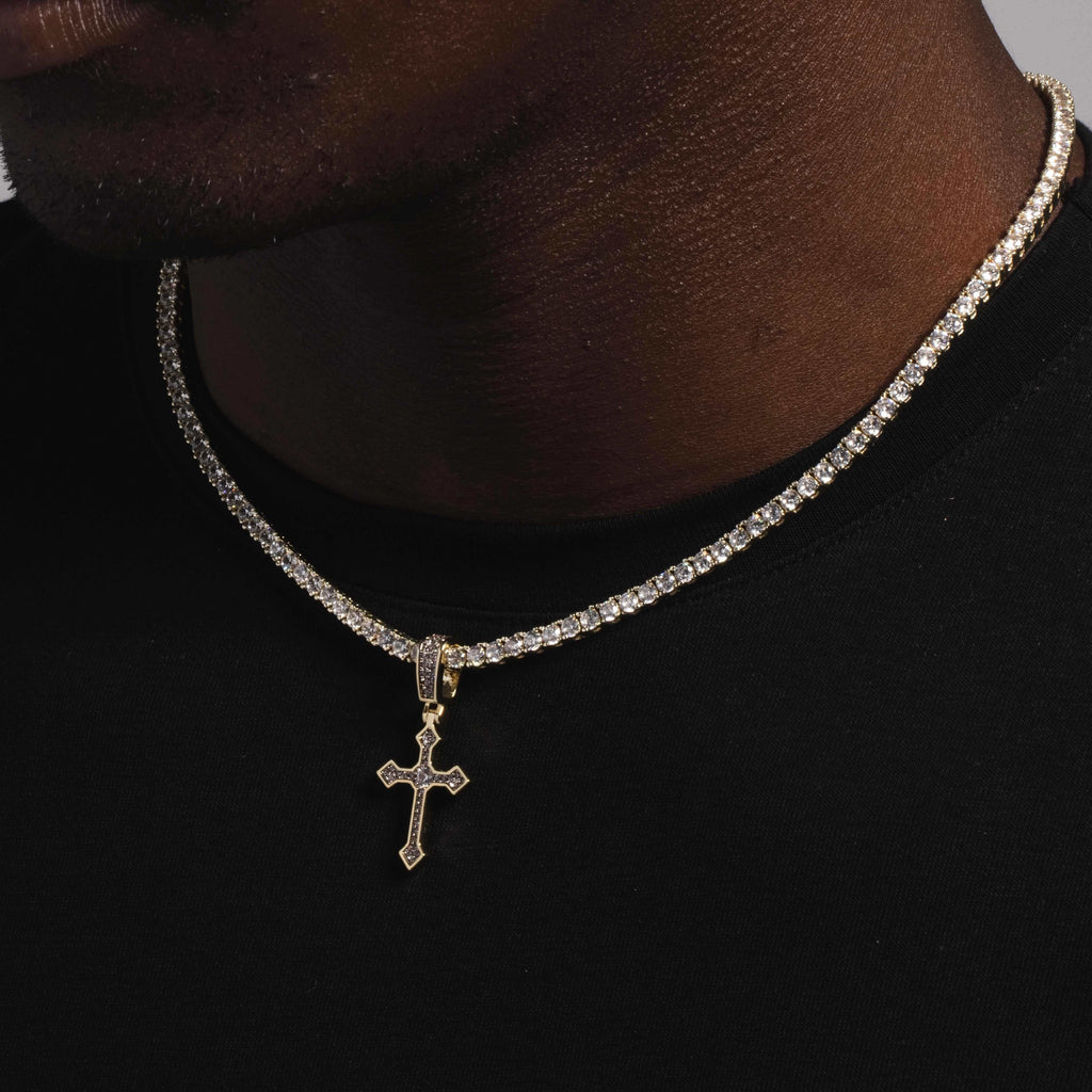 GLD Men 10k Solid Gold Celtic Cross V.1 Pendant-Si Diamonds