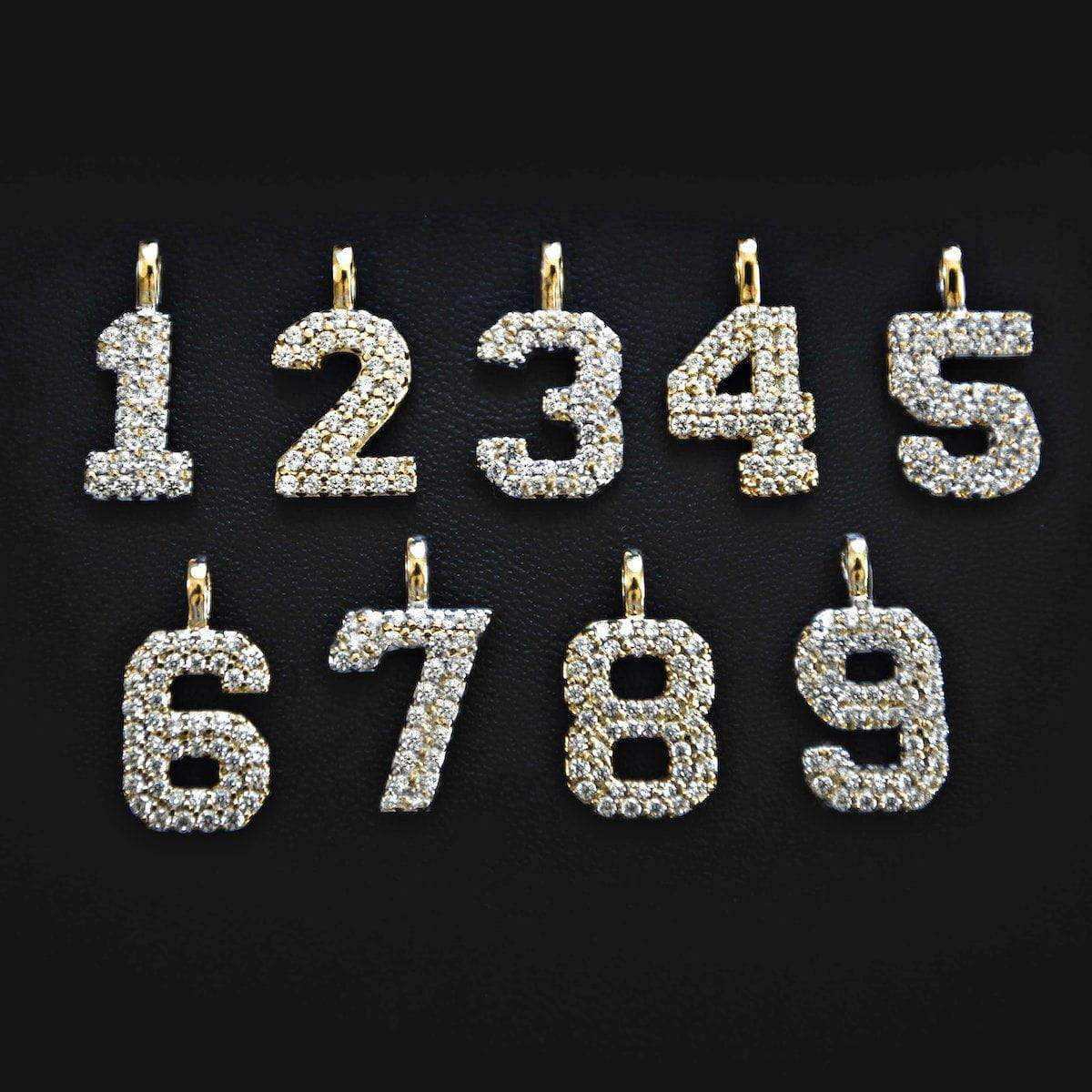 GLD Men Solid Gold Number Pendants in Yellow Gold-VS Diamonds