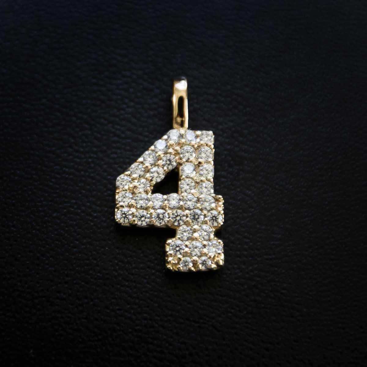 GLD Men Solid Gold Number Pendants in Yellow Gold-VS Diamonds