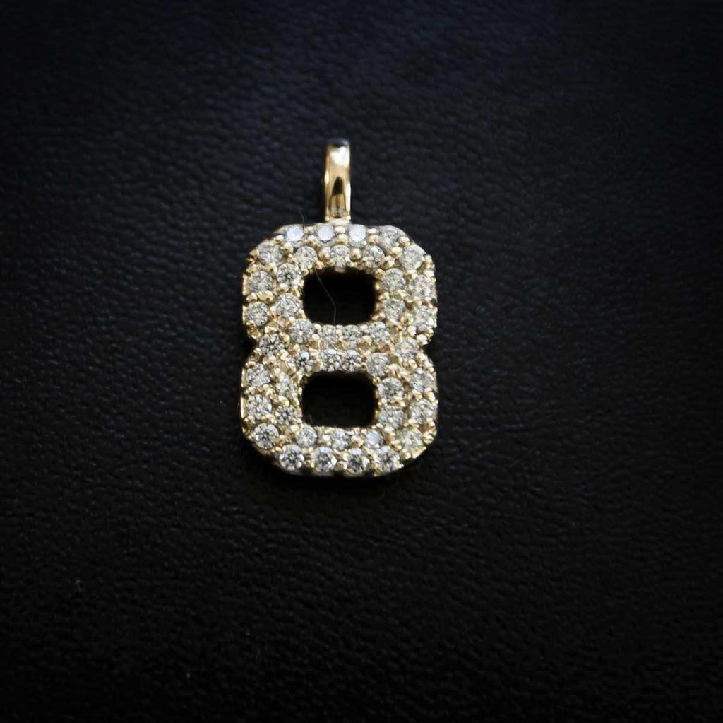 GLD Men Solid Gold Number Pendants in Yellow Gold-VS Diamonds