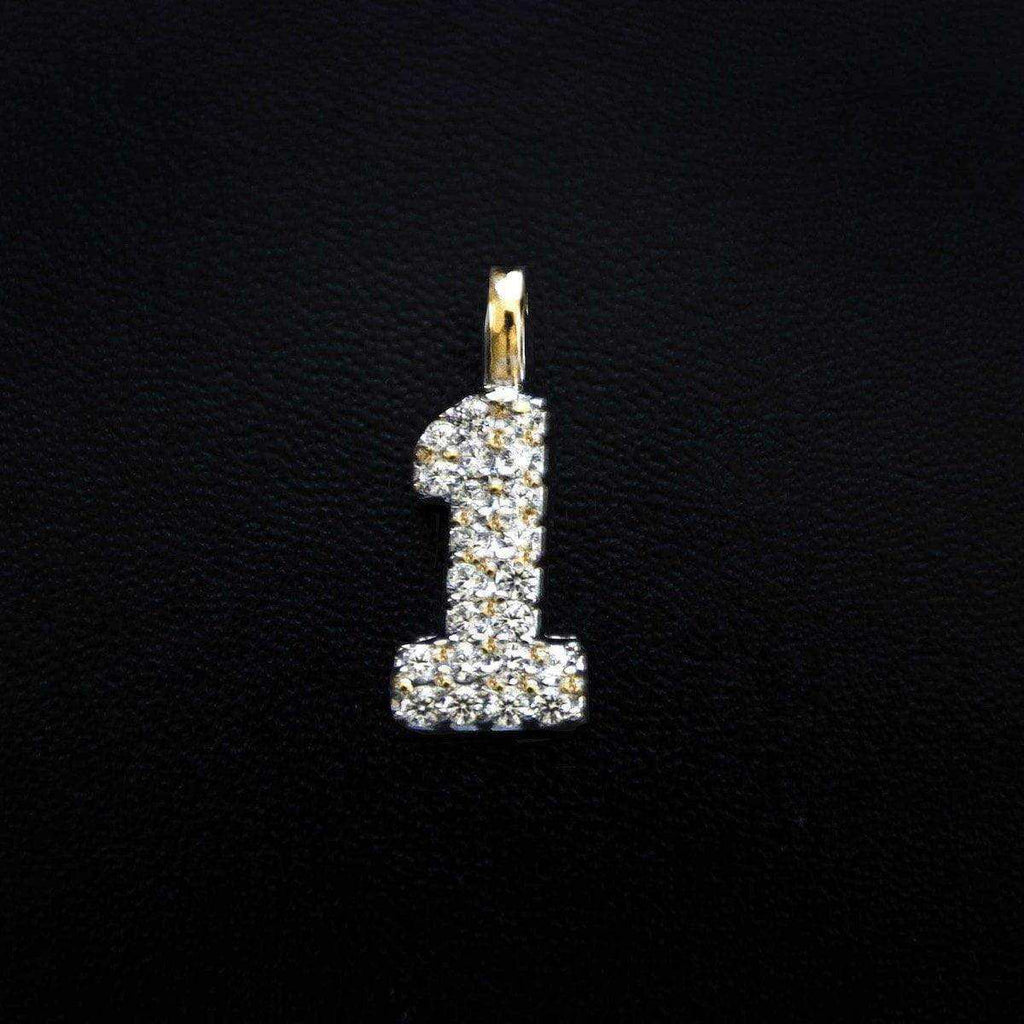 GLD Men Solid Gold Number Pendants in Yellow Gold-VS Diamonds