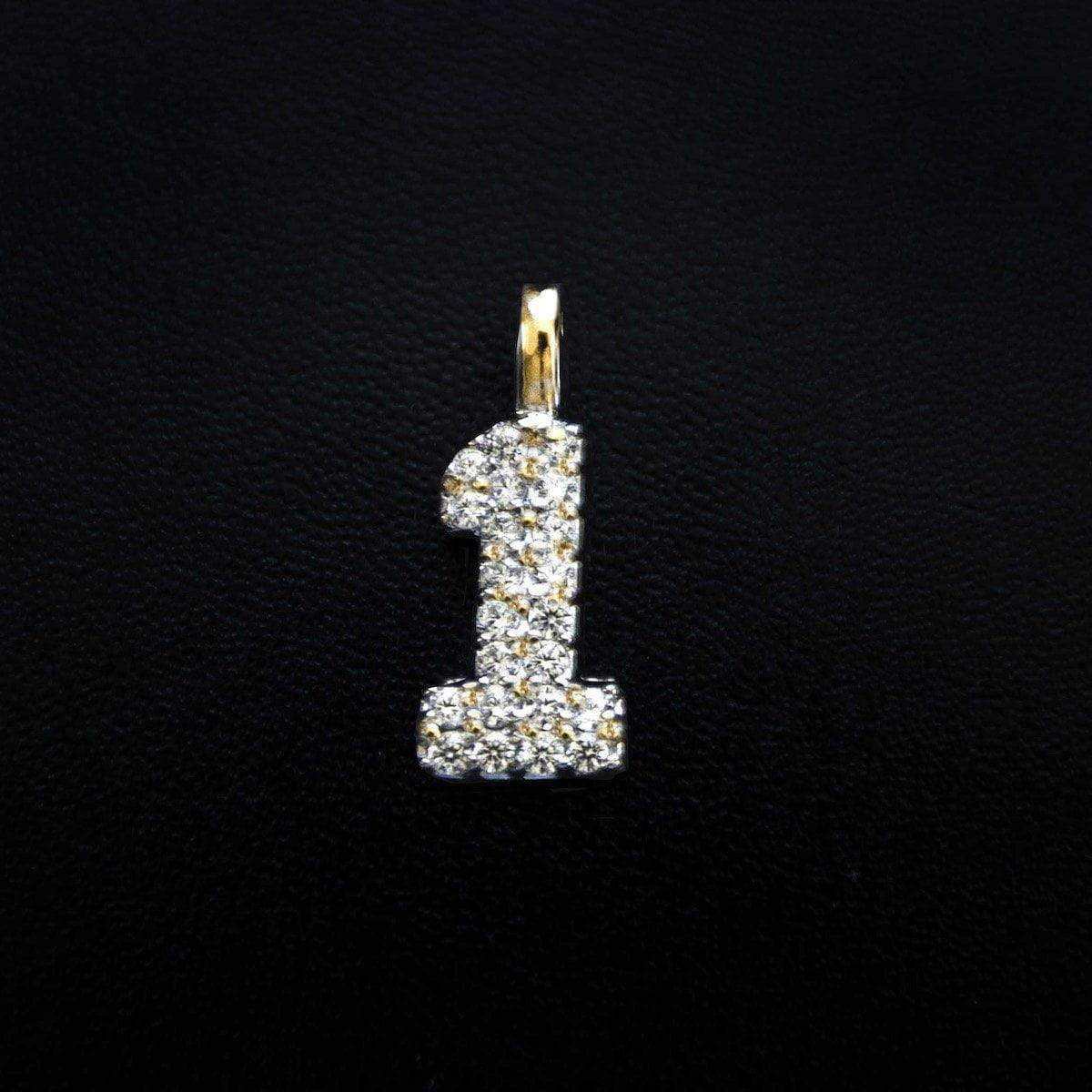 GLD Men Solid Gold Number Pendants in Yellow Gold-VS Diamonds