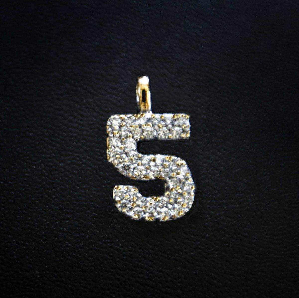 GLD Men Solid Gold Number Pendants in Yellow Gold-VS Diamonds