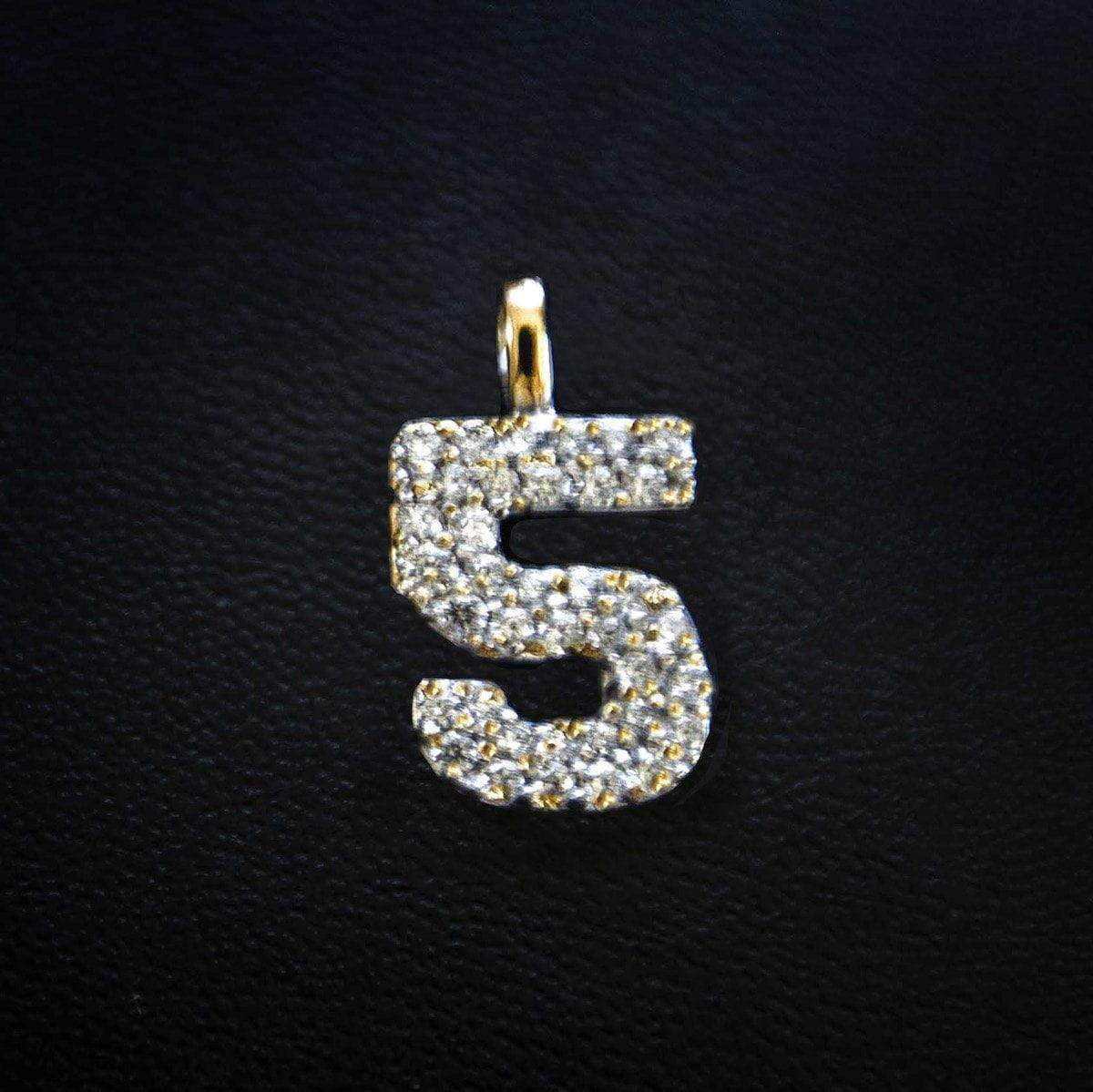 GLD Men Solid Gold Number Pendants in Yellow Gold-VS Diamonds