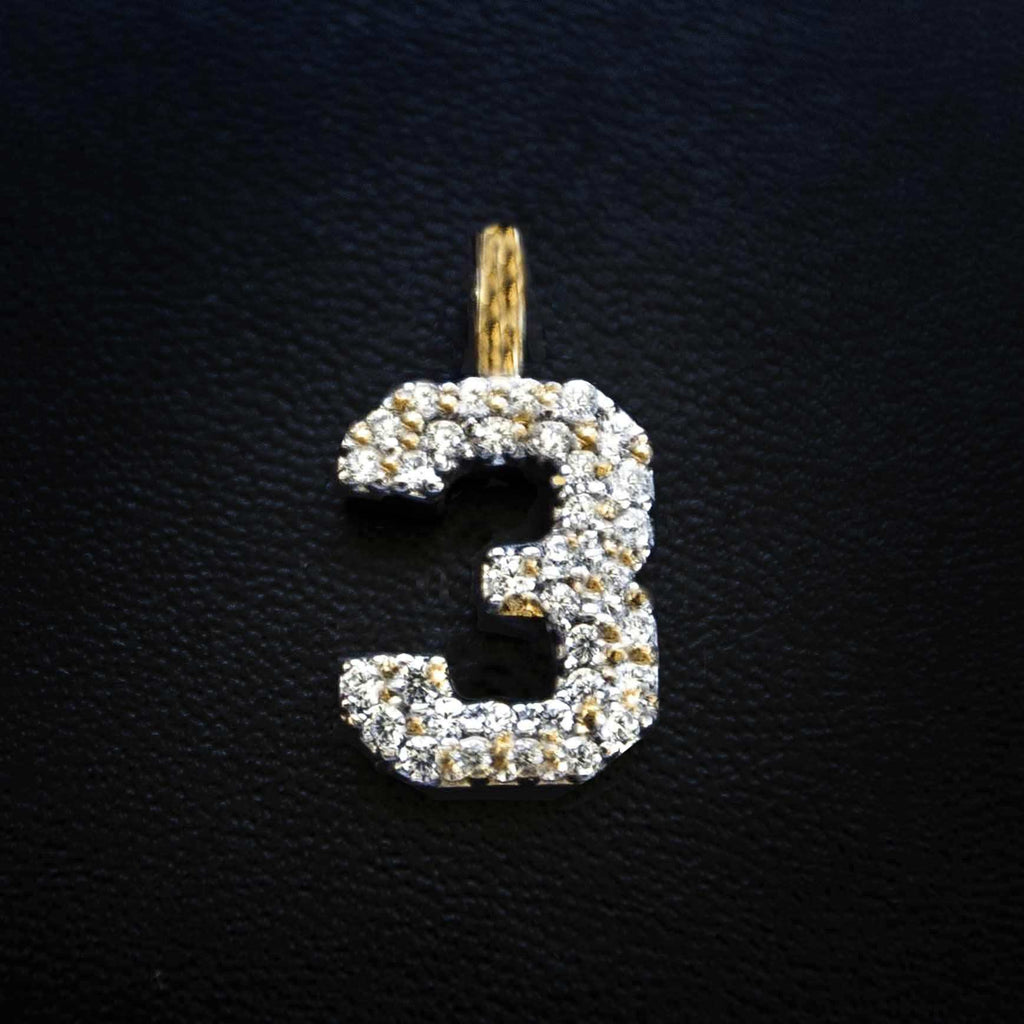 GLD Men Solid Gold Number Pendants in Yellow Gold-VS Diamonds