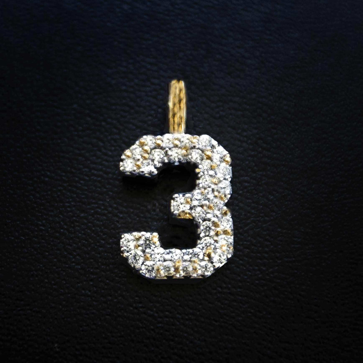 GLD Men Solid Gold Number Pendants in Yellow Gold-VS Diamonds