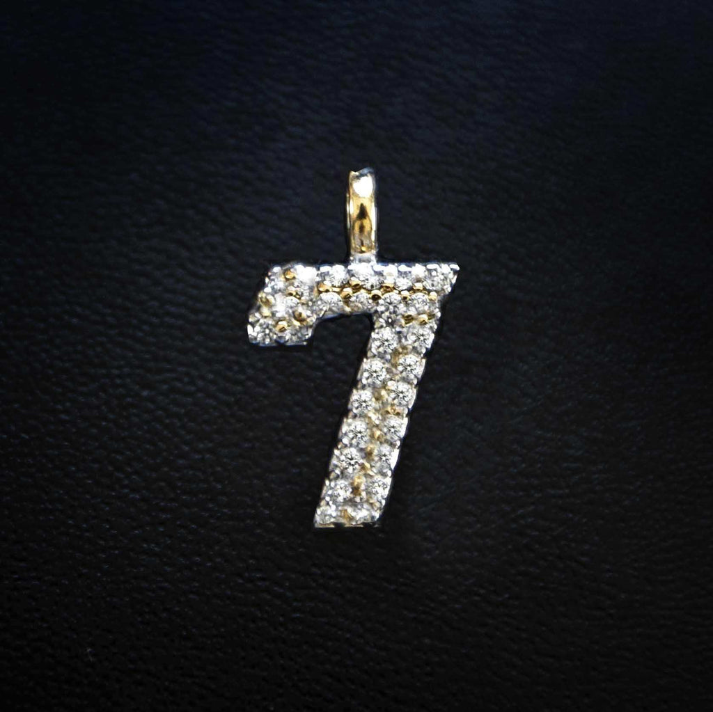 GLD Men Solid Gold Number Pendants in Yellow Gold-VS Diamonds