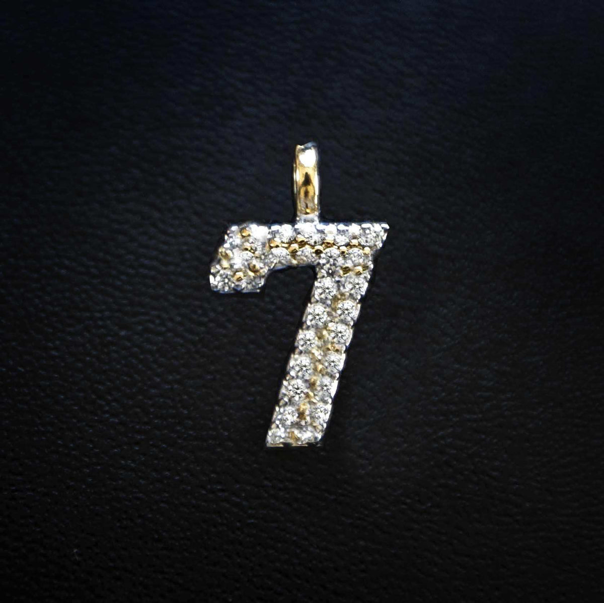 GLD Men Solid Gold Number Pendants in Yellow Gold-VS Diamonds