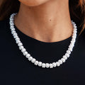 GLD Women Pearl Clustered Chain in White Gold - 10MM