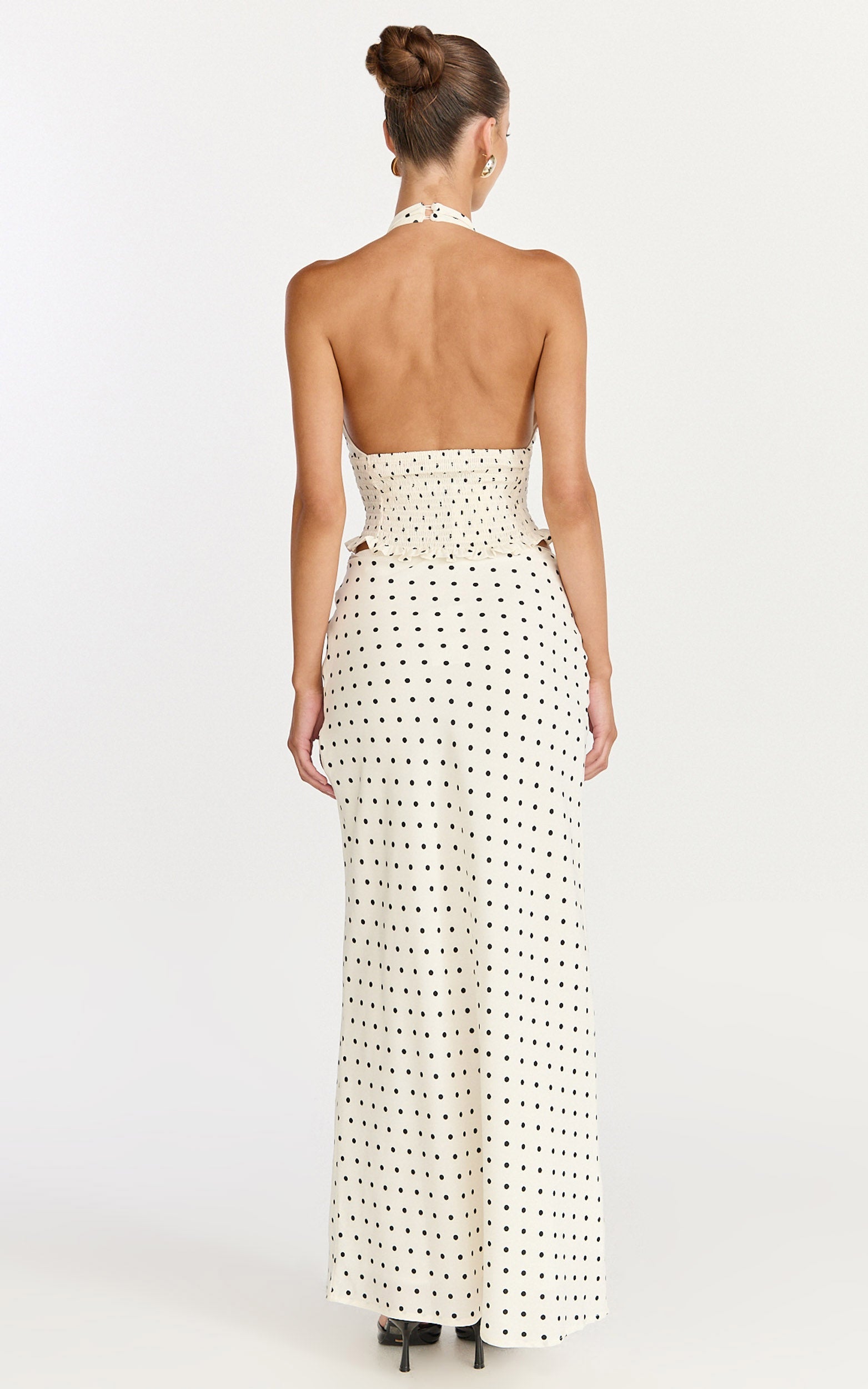 Charlotte Maxi Skirt - Polka Dot Skirt in White & Black Polka Dots