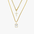 MAS - GLD Women Cross and Stone Set in Yellow Gold