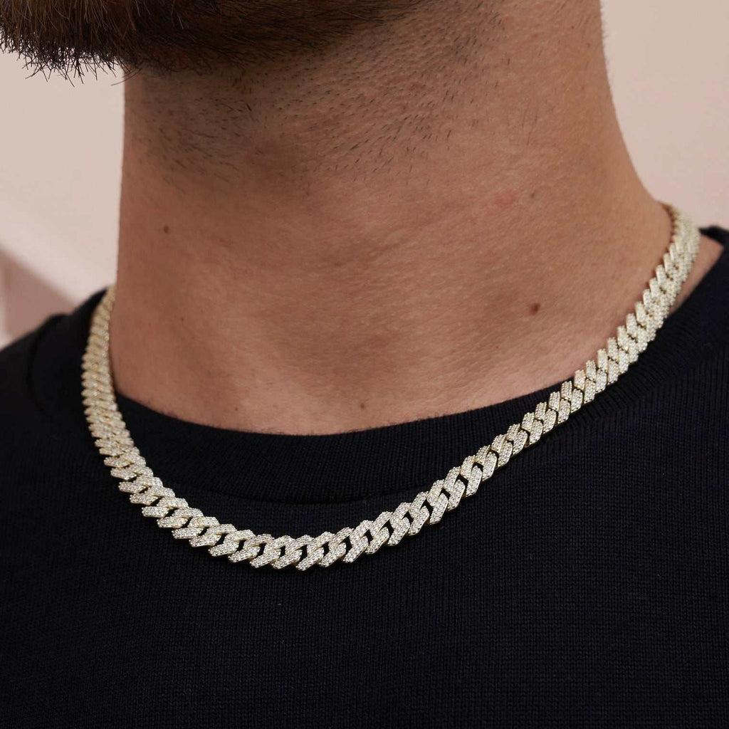 GLD Men Diamond Prong Cuban Chain in Yellow Gold - 8.5mm