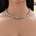 GLD Women Iced Canary Star Oval Chain in White Gold - 12MM