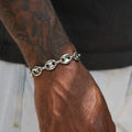 GLD Men Puffed Mariner Chain Bracelet in White Gold - 12mm