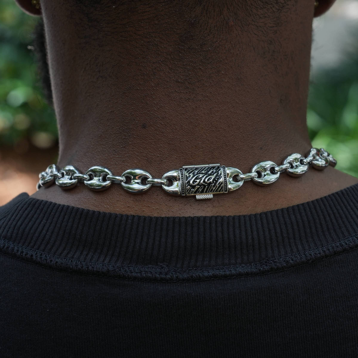 GLD Men Puffed Mariner Chain in White Gold - 12mm