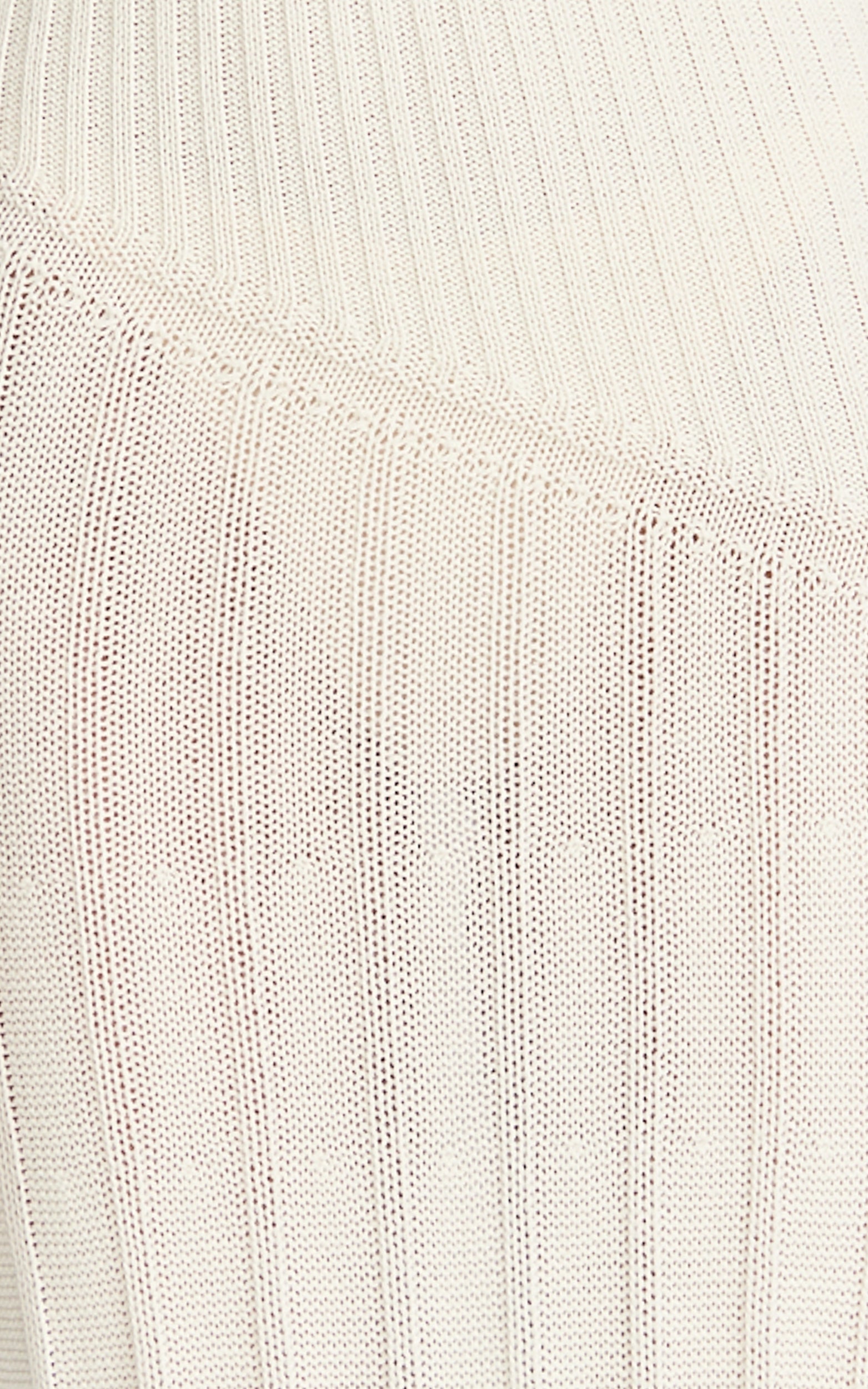 Elaine Midi Dress - Knit Off Shoulder Asymmetric Panel Dress in Cream