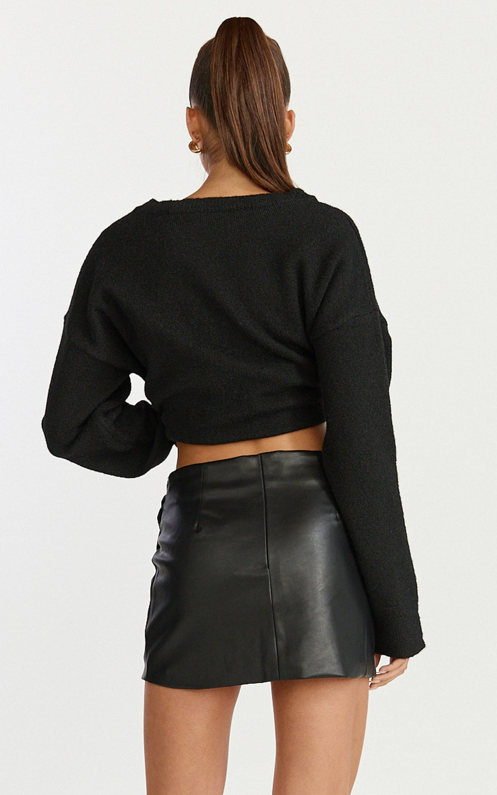 Patricia Mini Skirt - Mid Rise Fitted Patent Leather Skirt in Black