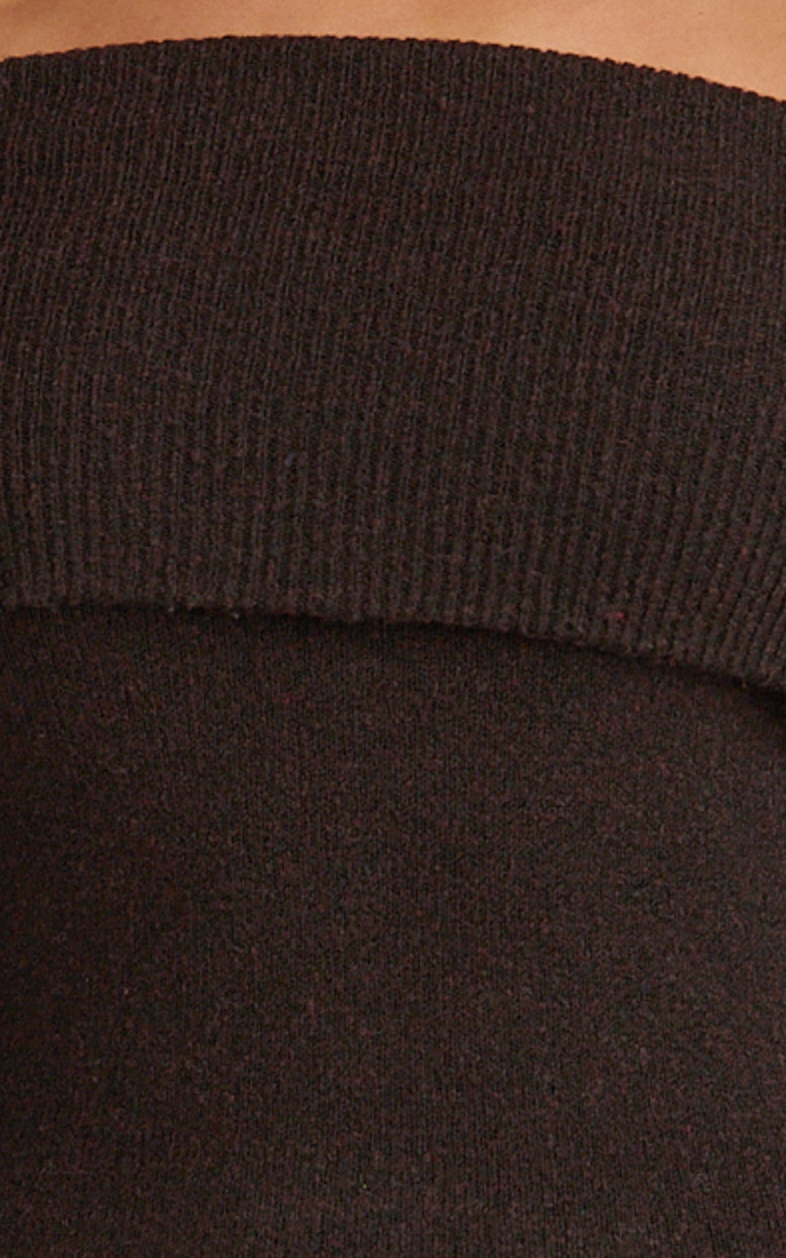 Darcie Top - Off Shoulder Long Sleeve Knitted Top in Chocolate