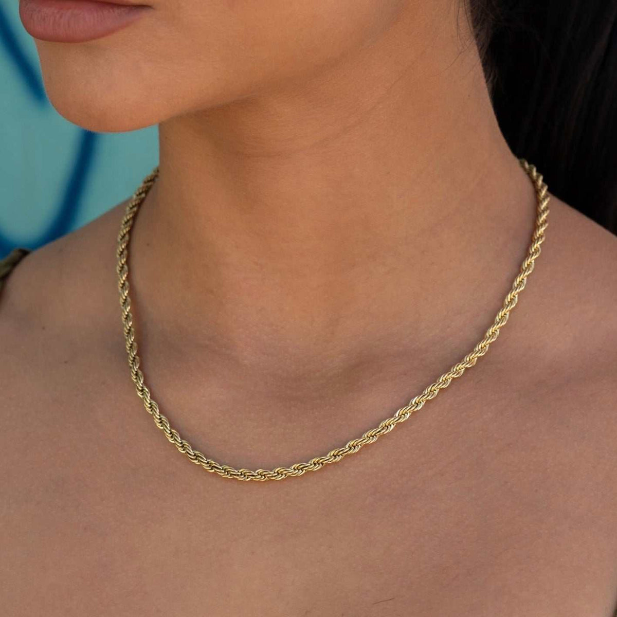 GLD Women Rope Necklace in Yellow Gold - 4mm