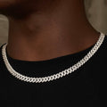 GLD Men Diamond Prong Cuban Chain in White Gold - 8.5mm