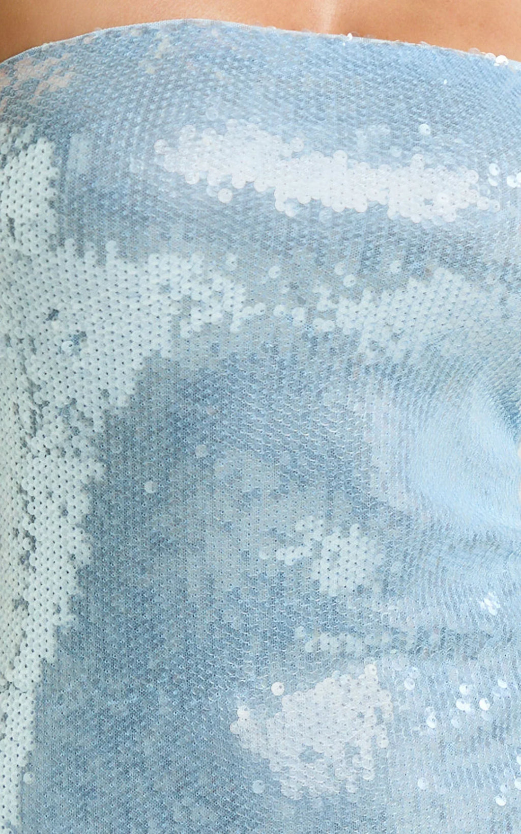 Nikki Mini Dress - Sequin Strapless Bodycon Dress in Sky Blue