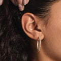 GLD Women 14k Solid Gold Small Eternity Hoop Earrings in Yellow Gold-VS Diamonds