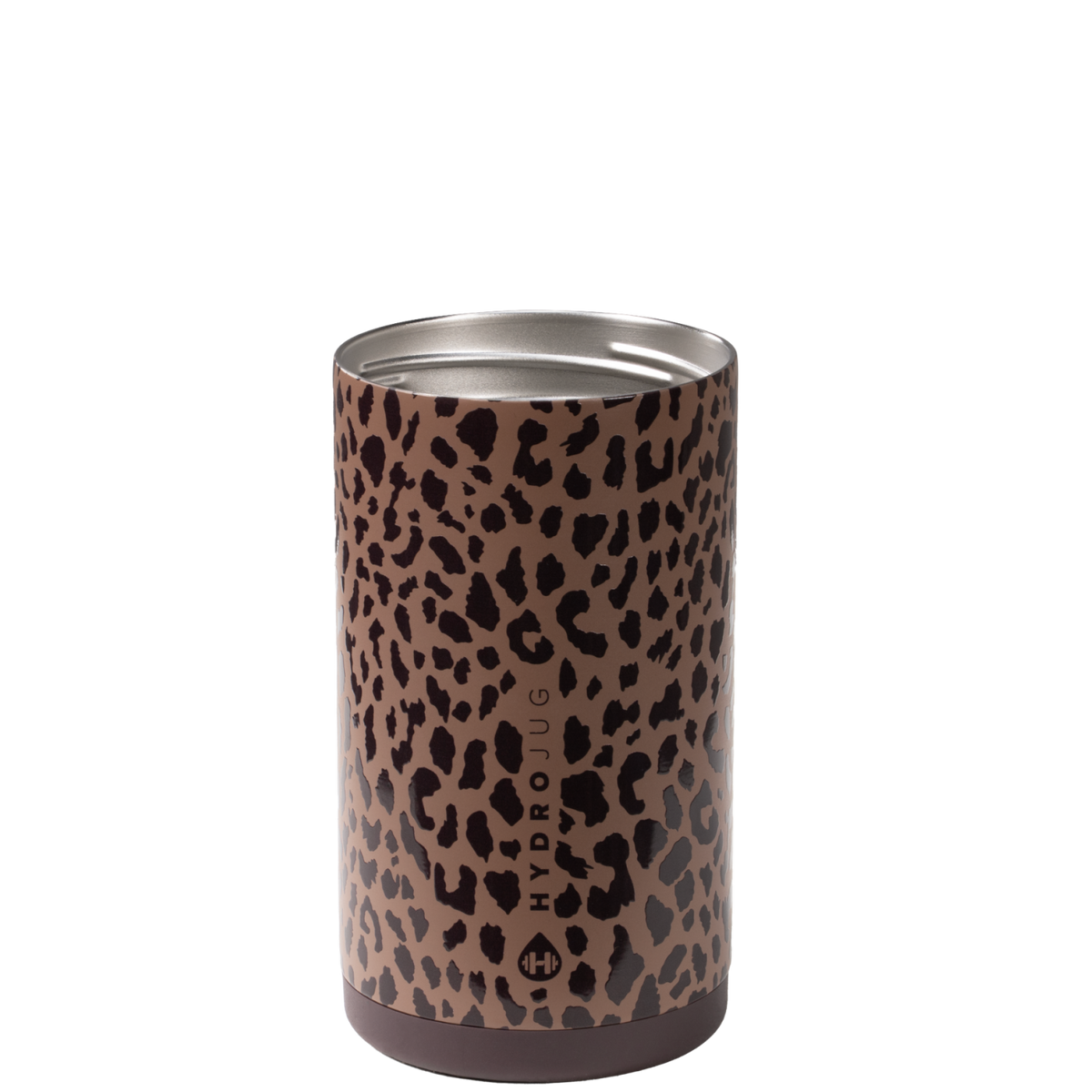 Brown Leopard Can Cooler 16oz Open Lid