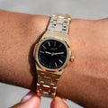 GLD Women 25MM Mini Visionary Stainless Steel Band Watch - Gold - Black Dial