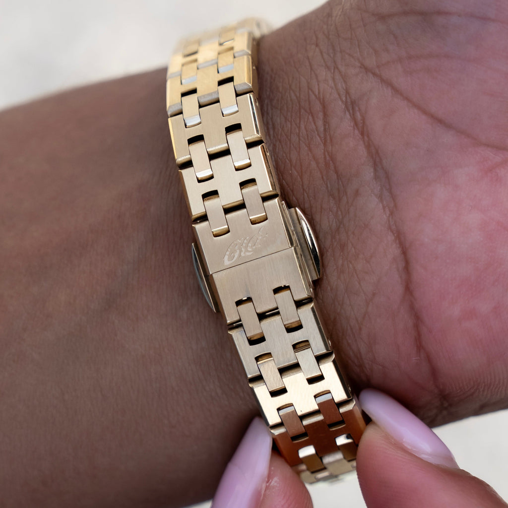 GLD Women 25MM Mini Visionary Stainless Steel Band Watch - Gold - Black Dial