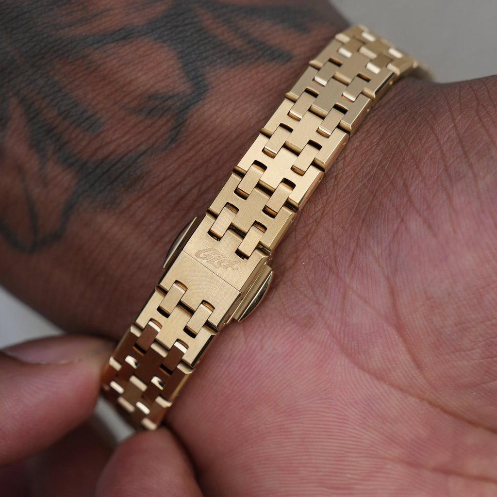 GLD Men 25MM Mini Visionary Stainless Steel Band Watch - Gold - Emerald Green Dial