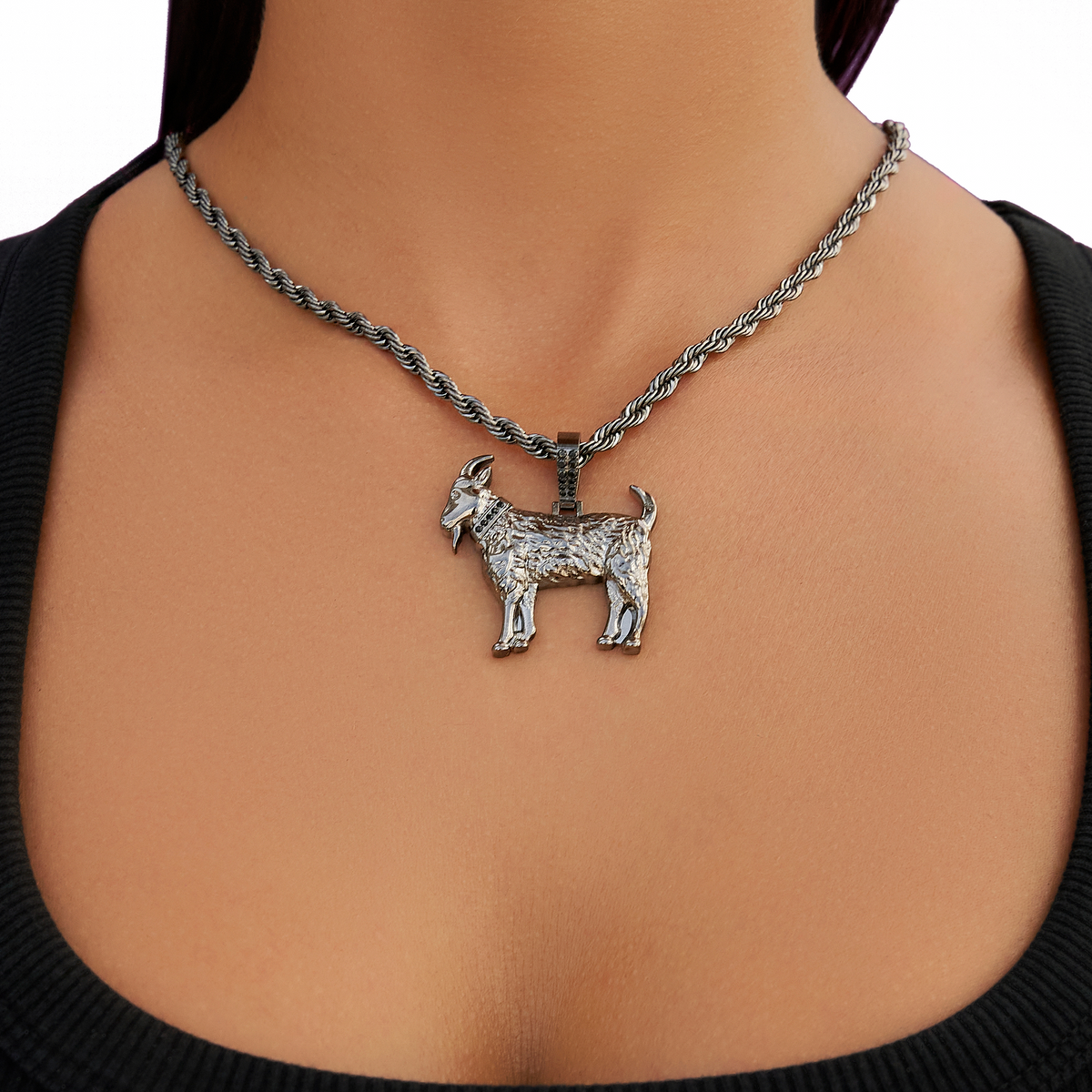 GLD Women Simple Goat Pendant in Black