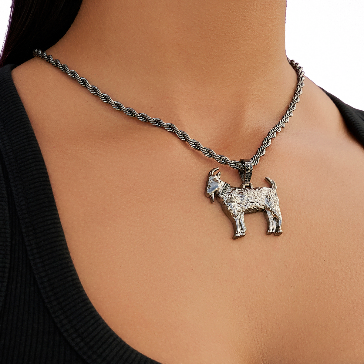 GLD Women Simple Goat Pendant in Black